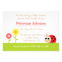 Baby shower : Coccinelle mignonne de bébé dans un  Cartons D'invitation