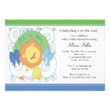 Baby shower de bébé de lion cartons d'invitation personnalisés