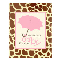 Baby shower de fille - copie rose de parapluie et  invitations personnalisées