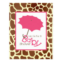 Baby shower de fille - copie rose de parapluie et  bristols