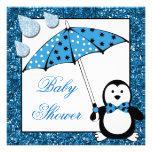 Baby shower de garçon de pingouin de griffonnage bristol