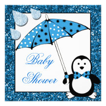 Baby shower de garçon de pingouin de griffonnage bristol