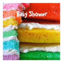 Baby shower de gâteau d'arc-en-ciel invitations
