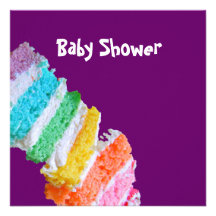 Baby shower de gâteau d'arc-en-ciel invitations