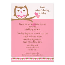 Baby shower de hibou d'amoureux cartons d'invitation personnalisés