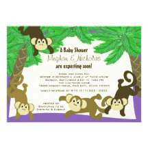 Baby shower de jungle de singe invitations personnalisables