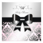 baby shower de rose d'arc de noir du miroitement 3 invitation personnalisée