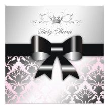 baby shower de rose d'arc de noir du miroitement 3 invitation personnalisée