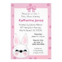 Baby shower de visage de lapin faire-parts