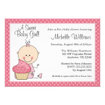 Baby shower doux de fille de point de polka de ros carton d'invitation