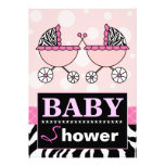 Baby shower élégant de jumelles de fille de rose e faire-parts