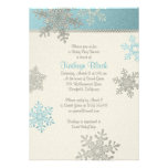 Baby shower en ivoire argenté bleu d'hiver de floc invitations