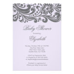 Baby shower floral gris de remous de lavande moder cartons d'invitation