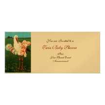 BABY SHOWER JUMEAU de CIGOGNE, champagne métalliqu Invitations Personnalisables