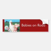 BABY SHOWER JUMEAU de CIGOGNE, rose, bleu turquois Adhésif Pour Voiture