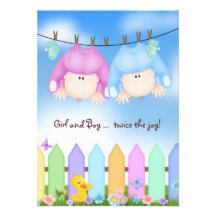 Baby shower jumeau invitation
