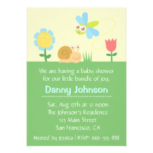 Baby shower : Libellule et escargot mignons dans u Invitations