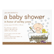 Baby shower mignon de garçon de baquet de bébé cartons d'invitation