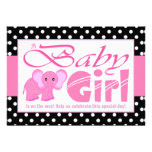 Baby shower mignon de pois de noir d'éléphant rose cartons d'invitation