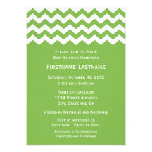 Baby shower moderne avec les chevrons verts et bla faire-parts