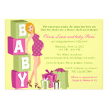 Baby shower moderne vert rose chic de maman de poi invitations personnalisables
