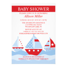 Baby shower nautique mignon de garçon de VOILIERS Invitations Personnalisées
