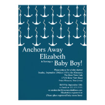 Baby shower nautique parti d'ancres modernes invitations personnalisées