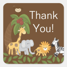 Baby shower neutre animal de safari de jungle autocollants
