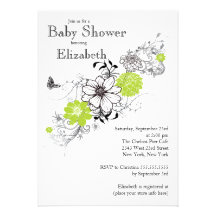 Baby shower neutre floral de vert moderne de resso invitation personnalisée