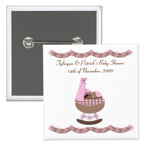 baby shower orienté de rose et de brun badge avec épingle