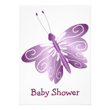 Baby shower pourpre de papillon faire-parts