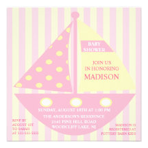 Baby shower ROSE de VOILIER Cartons D'invitation