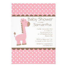 Baby shower rose mignon de filles de girafe de Bro Invitations Personnalisées