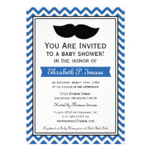 Baby shower royal de Chevron de moustache de garço Faire-parts