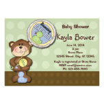 Baby shower vert de Brown de garçon d'ours de noun Cartons D'invitation Personnalisés