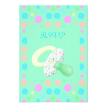 BABY SHOWER VERT EN BON ÉTAT RSVP DU BÉBÉ SOOTHER INVITATIONS