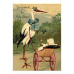 Baby shower victorien vintage de cigogne invitations personnalisées