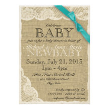 Baby shower vintage de dentelle et d'arc faire-parts
