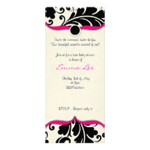 Babyshower noir et blanc de jumeau de damassé avec invitations