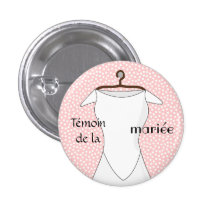 Badge témoin de la mariée rose à pois bustier