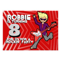 Badine l'invitation grise rouge anniversaire rocks