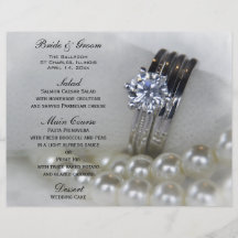 Bague à diamant et perles épousant le menu prospectus personnalisés