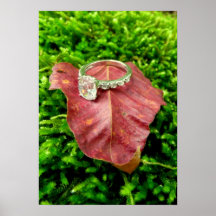 Bague de fiançailles sur la mousse posters