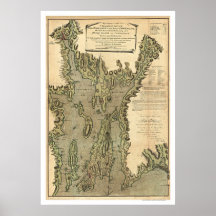 Baie de la carte 1777 de Narraganset Posters
