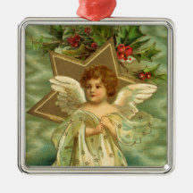 Baies vintages de houx d'étoile d'or d'ange de Noë Décorations Pour Sapins De Noël