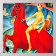 "Baignant le cheval rouge " Posters
