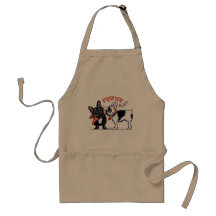 Baiser de bouledogue français tablier