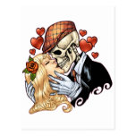 Baiser de crâne avec des coeurs et des roses par A Cartes Postales
