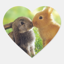 Baiser de lapin autocollants en cœur