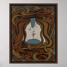 Baisers de visages du nouveau deux d'art de vecteu posters